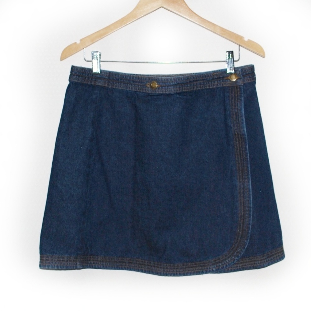 Wrap Brave Soul London Mini Blue Jean Skirt